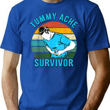 Vintage Tummy Ache Survivor T-Shirt for Men & Women, T-Shirts Graphic Tee - Blue