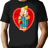 Vintage Valentine Evil Clown T-Shirt for Men & Women, T-Shirts Graphic Tee - Black