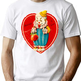 Vintage Valentine Evil Clown T-Shirt for Men & Women, T-Shirts Graphic Tee - White