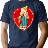 Vintage Valentine Evil Clown T-Shirt for Men & Women, T-Shirts Graphic Tee - Navy