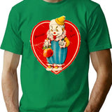 Vintage Valentine Evil Clown T-Shirt for Men & Women, T-Shirts Graphic Tee - Green