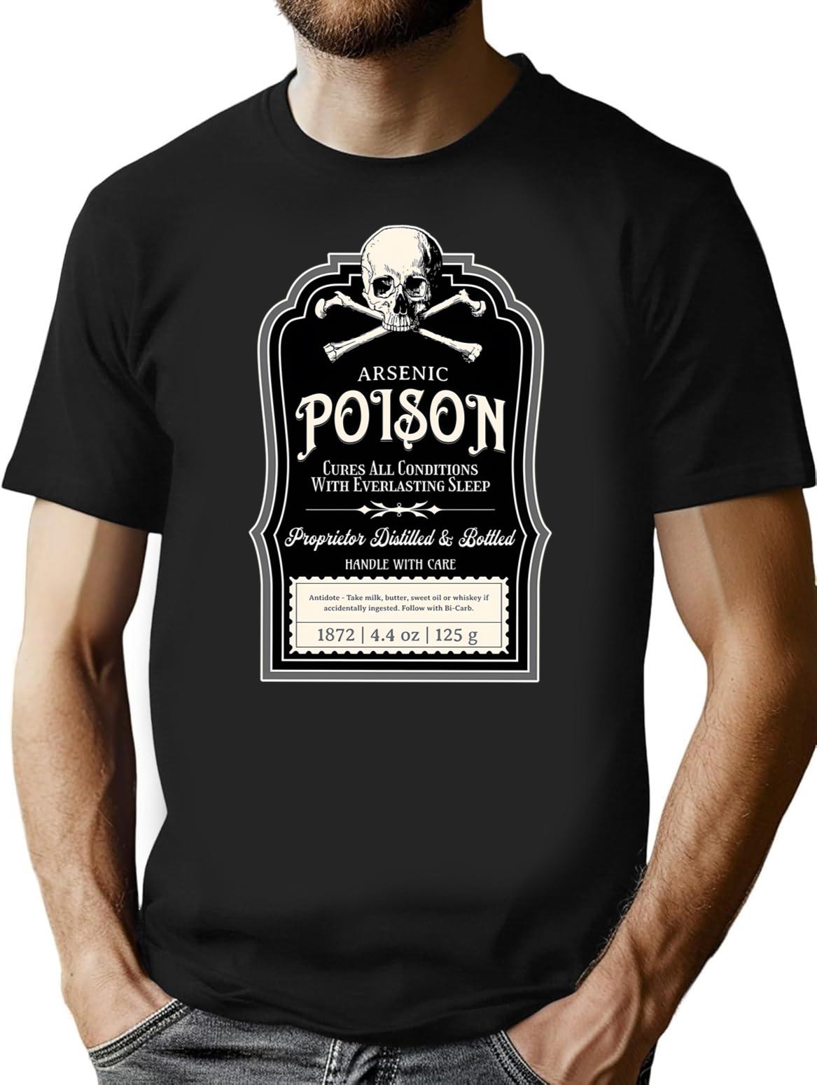 Vintage Victorian Poison Apothecary Arsenic Label Gothic T-Shirt for Men & Women, T-Shirts Graphic Tee - Black