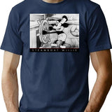 Vintage Voyage Steamboat Willie Tribute Sticker T-Shirt for Men & Women, T-Shirts Graphic Tee - Navy