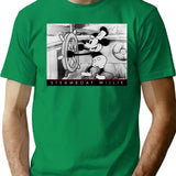 Vintage Voyage Steamboat Willie Tribute Sticker T-Shirt for Men & Women, T-Shirts Graphic Tee - Green
