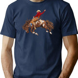 Vintage Western Rodeo Art Bronco Busting Cowboy T-Shirt for Men & Women, T-Shirts Graphic Tee - Navy