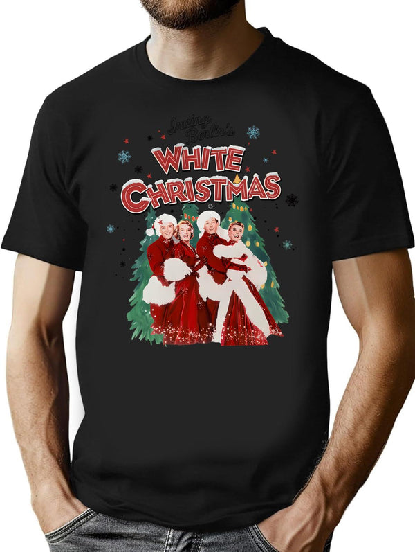 Vintage White Christmas Movie T-Shirt for Men & Women, T-Shirts Graphic Tee - Black