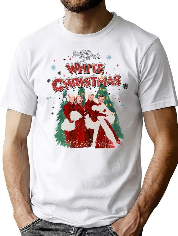 Vintage White Christmas Movie T-Shirt for Men & Women, T-Shirts Graphic Tee - White