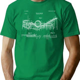 Vintage Wooden Roller Coaster Blueprint Shirt - Crazy Scary T-Shirt for Men & Women, T-Shirts Graphic Tee - Green