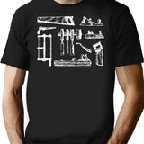 Vintage Woodworking Tools T-Shirt for Men & Women, T-Shirts Graphic Tee - Black