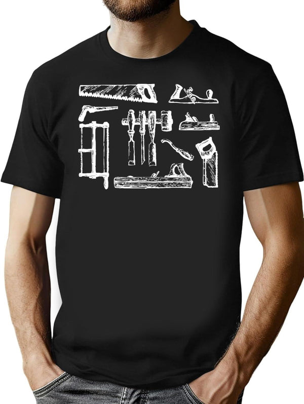 Vintage Woodworking Tools T-Shirt for Men & Women, T-Shirts Graphic Tee - Black