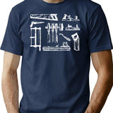 Vintage Woodworking Tools T-Shirt for Men & Women, T-Shirts Graphic Tee - Navy