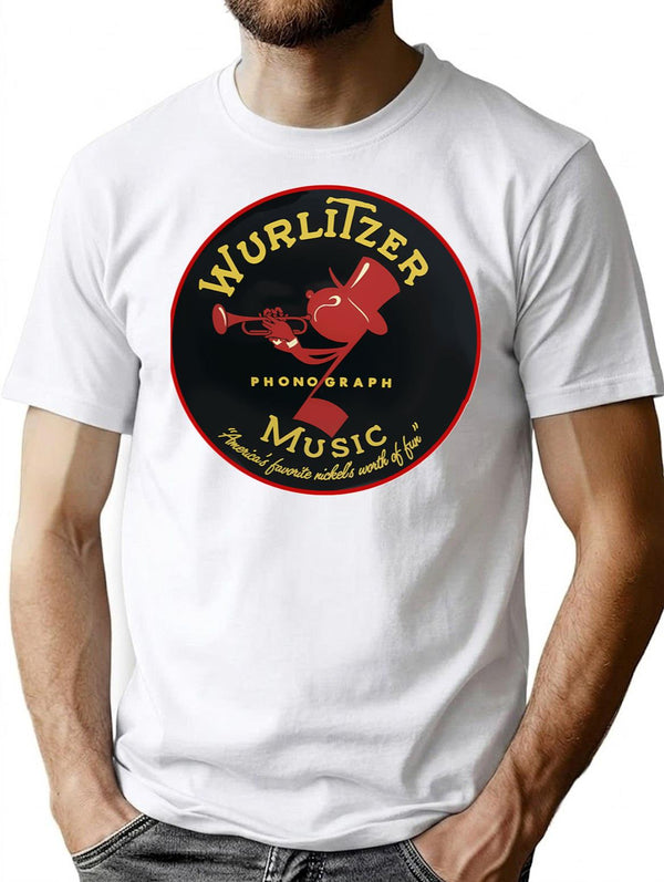 Vintage Wurlitzer Phonograph Music T-Shirt for Men & Women, T-Shirts Graphic Tee - White