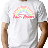 Vintage You Need To Calm Down T-Shirt for Men & Women, T-Shirts Graphic Tee - White