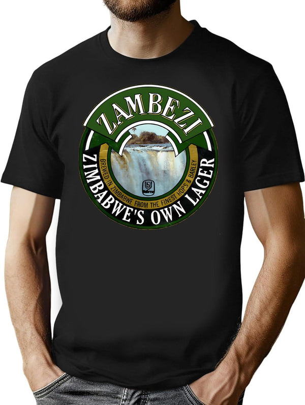 Vintage Zambezi Lager Logo T-Shirt for Men & Women, T-Shirts Graphic Tee - Black