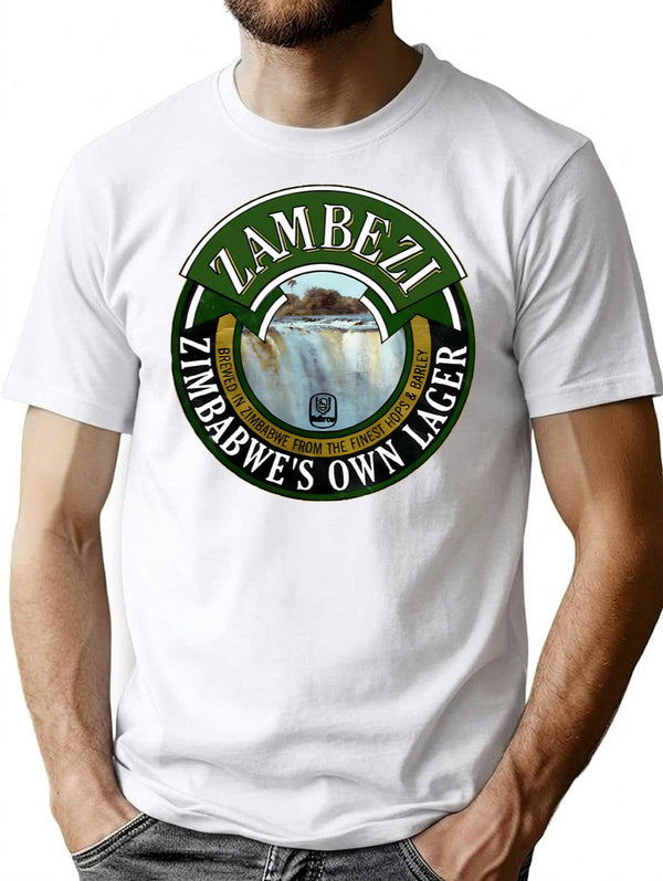 Vintage Zambezi Lager Logo T-Shirt for Men & Women, T-Shirts Graphic Tee - White