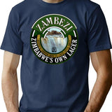 Vintage Zambezi Lager Logo T-Shirt for Men & Women, T-Shirts Graphic Tee - Navy