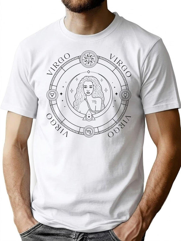 Vintage Zodiac Sign - Virgo T-Shirt for Men & Women, T-Shirts Graphic Tee - White