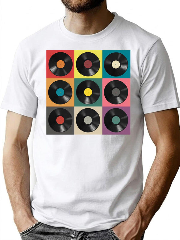 Vinyl Record T-Shirt for Men & Women, T-Shirts Graphic Tee - White
