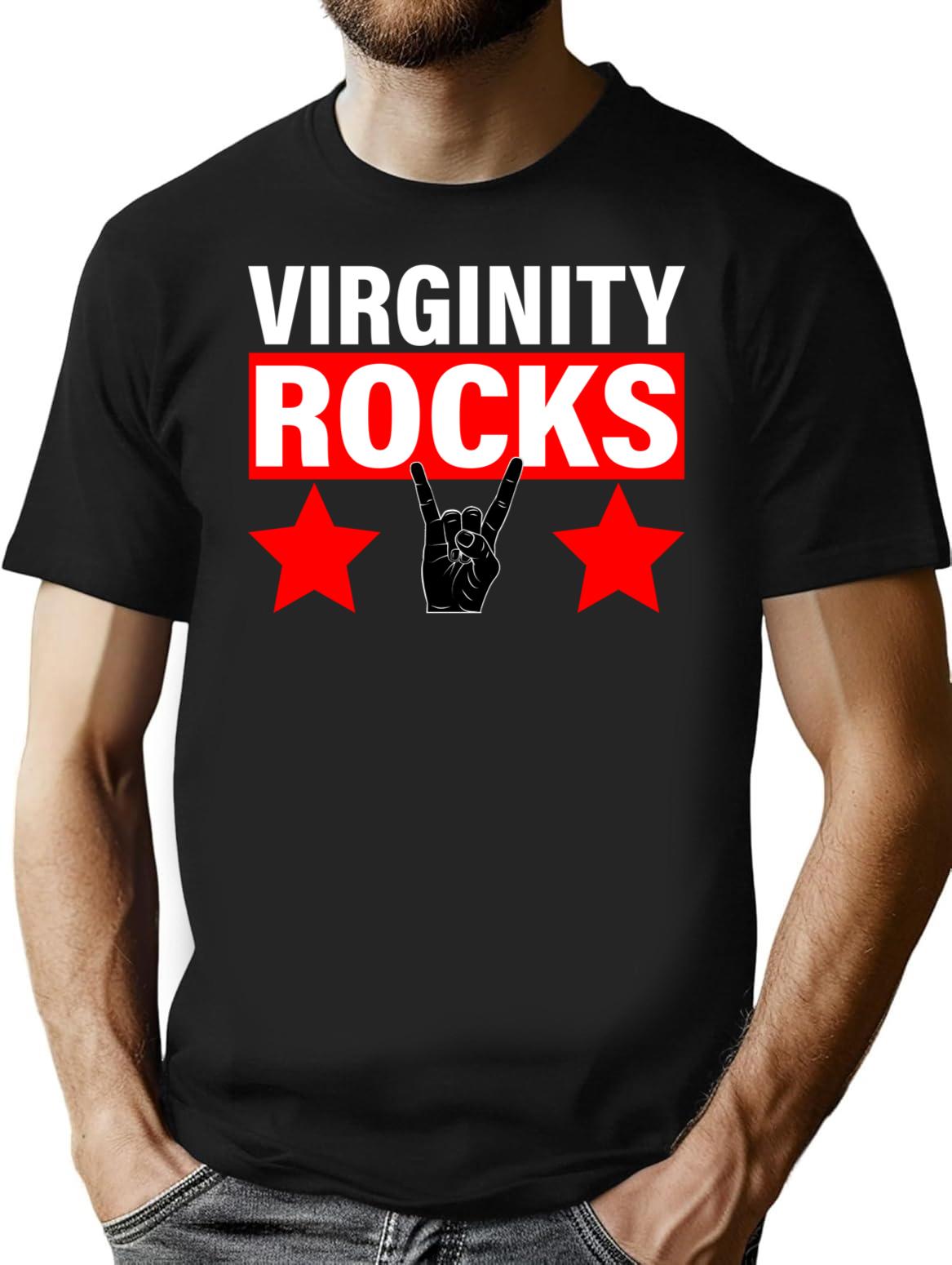 Virginity Rocks Hand Sign Premium Heavyweight Cotton T-Shirt - Black