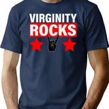 Virginity Rocks Hand Sign Premium Heavyweight Cotton T-Shirt - Navy