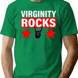 Virginity Rocks Hand Sign Premium Heavyweight Cotton T-Shirt - Green