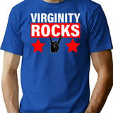 Virginity Rocks Hand Sign Premium Heavyweight Cotton T-Shirt - Blue