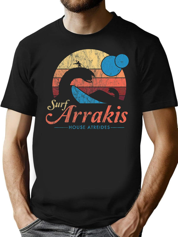 Visit Arrakis - Vintage Distressed Surf - Dune - Sci Fi T-Shirt for Men & Women, T-Shirts Graphic Tee - Black