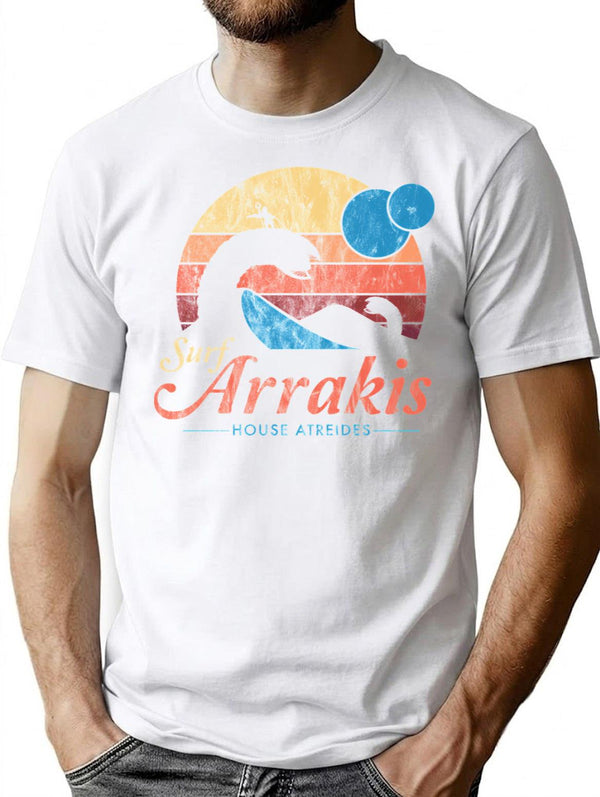 Visit Arrakis - Vintage Distressed Surf - Dune - Sci Fi T-Shirt for Men & Women, T-Shirts Graphic Tee - White