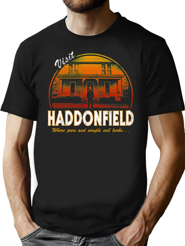Visit Haddonfield T-Shirt for Men & Women, T-Shirts Graphic Tee - Black