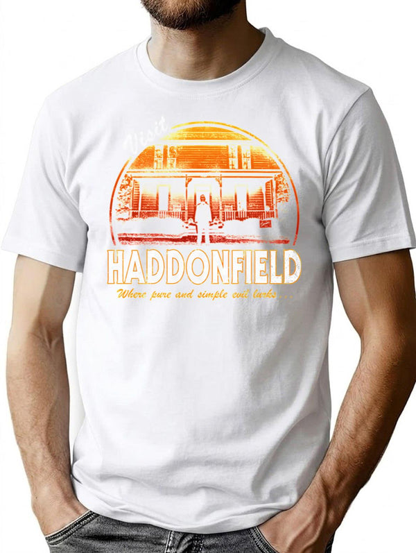 Visit Haddonfield T-Shirt for Men & Women, T-Shirts Graphic Tee - White