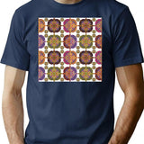 Vivid Mandala Symphony T-Shirt for Men & Women, T-Shirts Graphic Tee - Navy