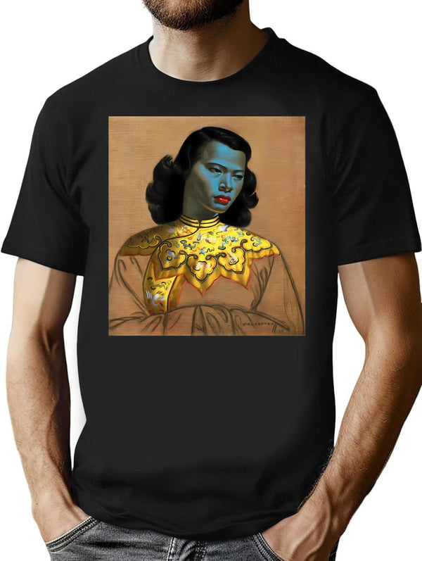 Vladimir Tretchikoff Vintage Painting Famous Art Reproduction Asian Fashion Illustration T-Shirt for Men & Women, T-Shirts Graphic Tee - Black