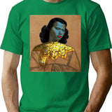 Vladimir Tretchikoff Vintage Painting Famous Art Reproduction Asian Fashion Illustration T-Shirt for Men & Women, T-Shirts Graphic Tee - Green