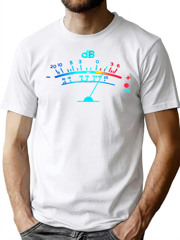 Volume Vu Meter Vintage Audio Engineer Recording T-Shirt for Men & Women, T-Shirts Graphic Tee - White