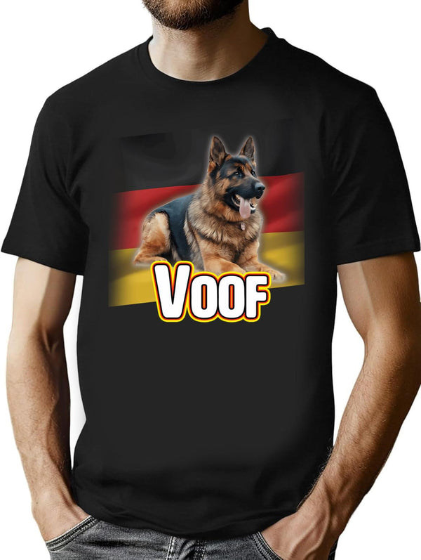 Voof Shirt German Sheppard T-Shirt for Men & Women, T-Shirts Graphic Tee - Black