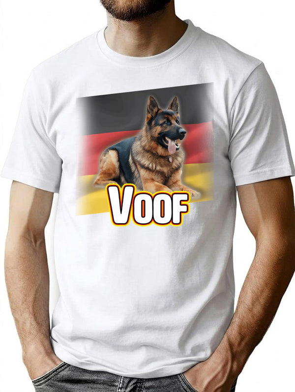 Voof Shirt German Sheppard T-Shirt for Men & Women, T-Shirts Graphic Tee - White