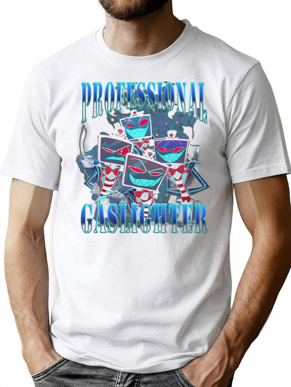 Vox Professional Gaslighter Hazbin Hotel Premium Heavyweight Cotton T-Shirt - White
