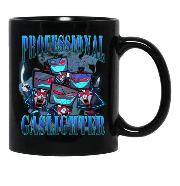 Vox Professional Gaslighter Hazbin Hotel Black Coffee Mug, Gift Coffee Mug - Black