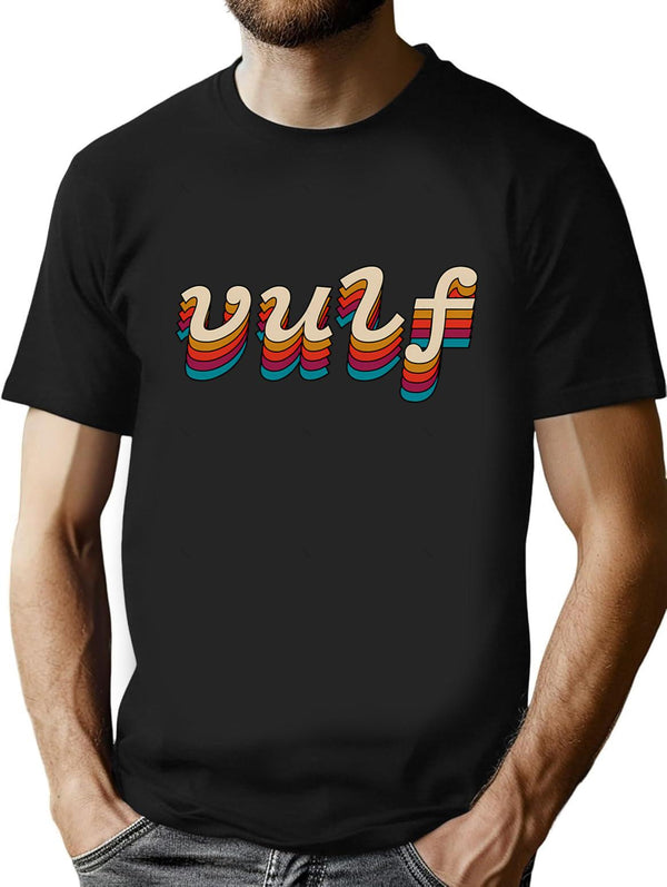 Vulf Vintage T-Shirt for Men & Women, T-Shirts Graphic Tee - Black