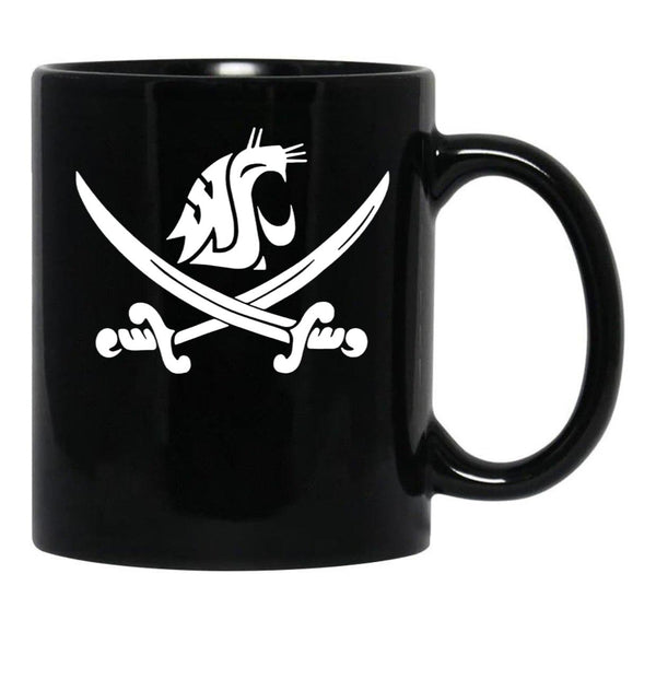 WSU Pirate Swing Your Sword Black Coffee Mug, Gift Coffee Mug - Black