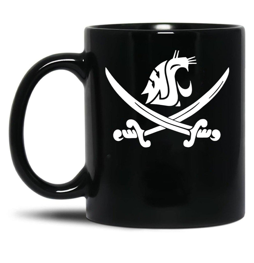 WSU Pirate Swing Your Sword Black Coffee Mug, Gift Coffee Mug