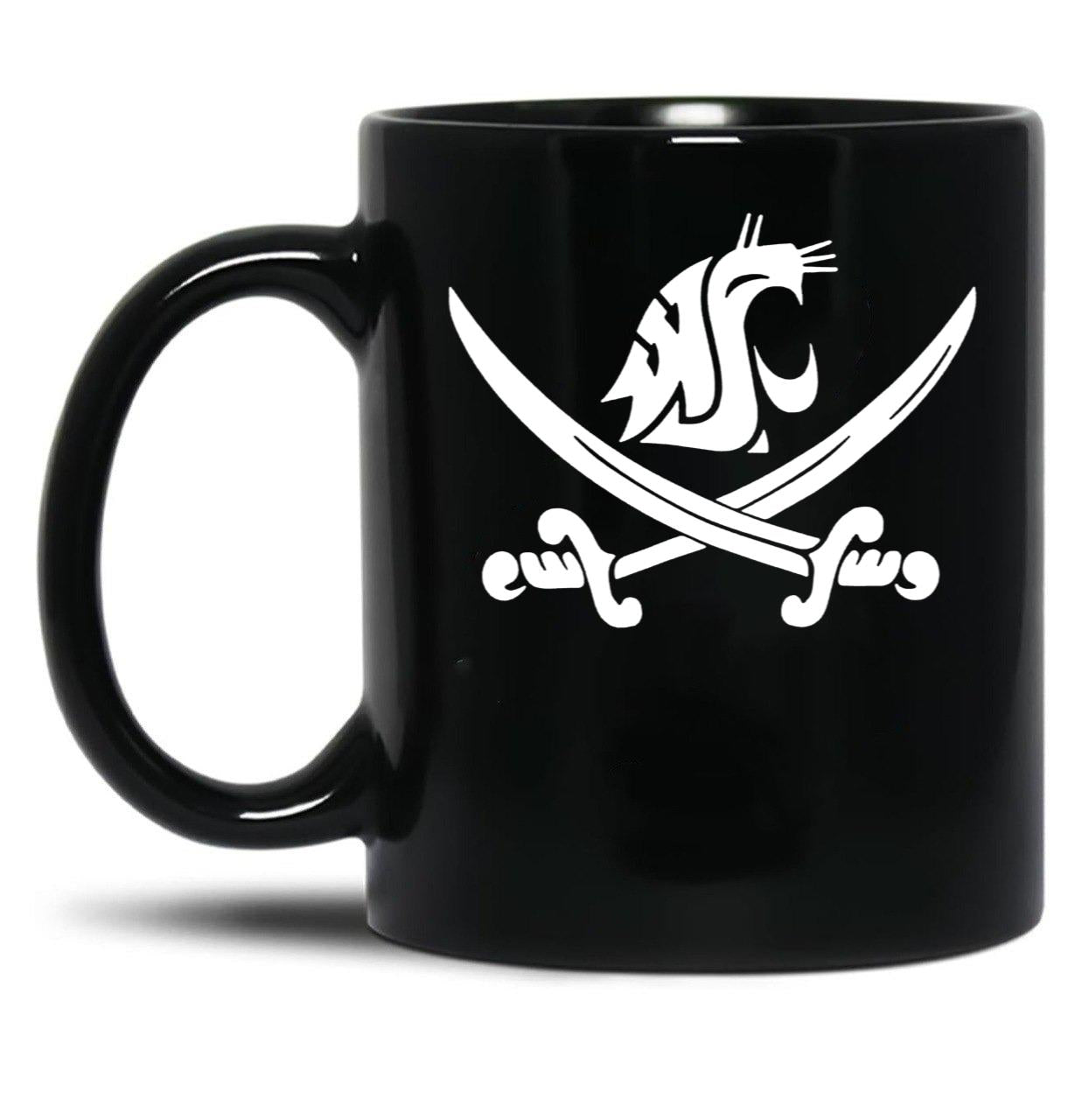 WSU Pirate Swing Your Sword Black Coffee Mug, Gift Coffee Mug