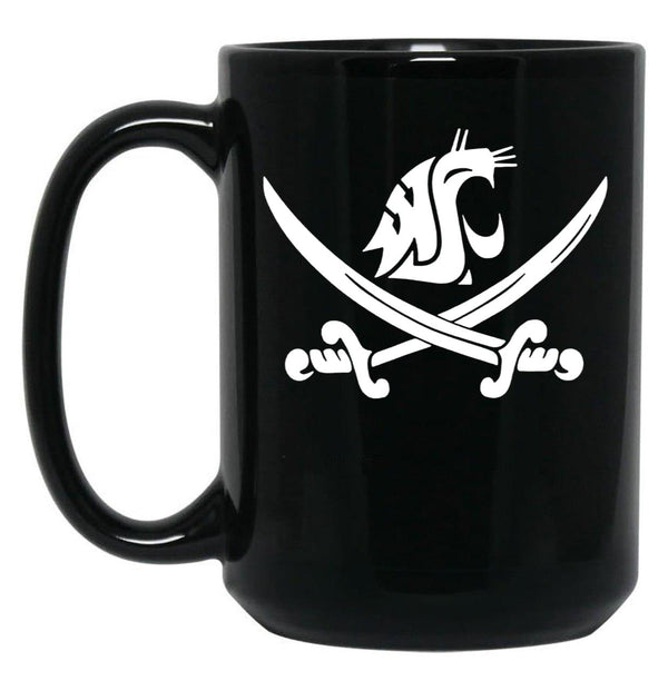 WSU Pirate Swing Your Sword Black Coffee Mug, Gift Coffee Mug - Black