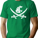 WSU Pirate Swing Your Sword Premium Heavyweight Cotton T-Shirt - Green
