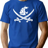 WSU Pirate Swing Your Sword Premium Heavyweight Cotton T-Shirt - Blue