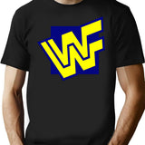 W.W.F. 90S Block Logo T-Shirt for Men & Women, T-Shirts Graphic Tee - Black
