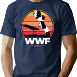 WWF Wrestling Pandas Premium Heavyweight Cotton T-Shirt - Navy