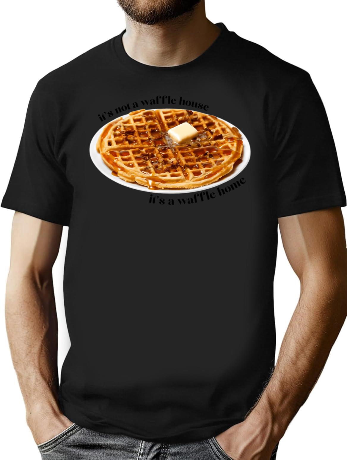 Waffle Home T-Shirt for Men & Women, T-Shirts Graphic Tee - Black