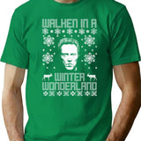 Walken In A Winter Wonderland Ugly Christmas Sweater T-Shirt for Men & Women, T-Shirts Graphic Tee - Green