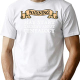 Warning May Start Talking About Genealogy T-Shirt for Men & Women, T-Shirts Graphic Tee - White